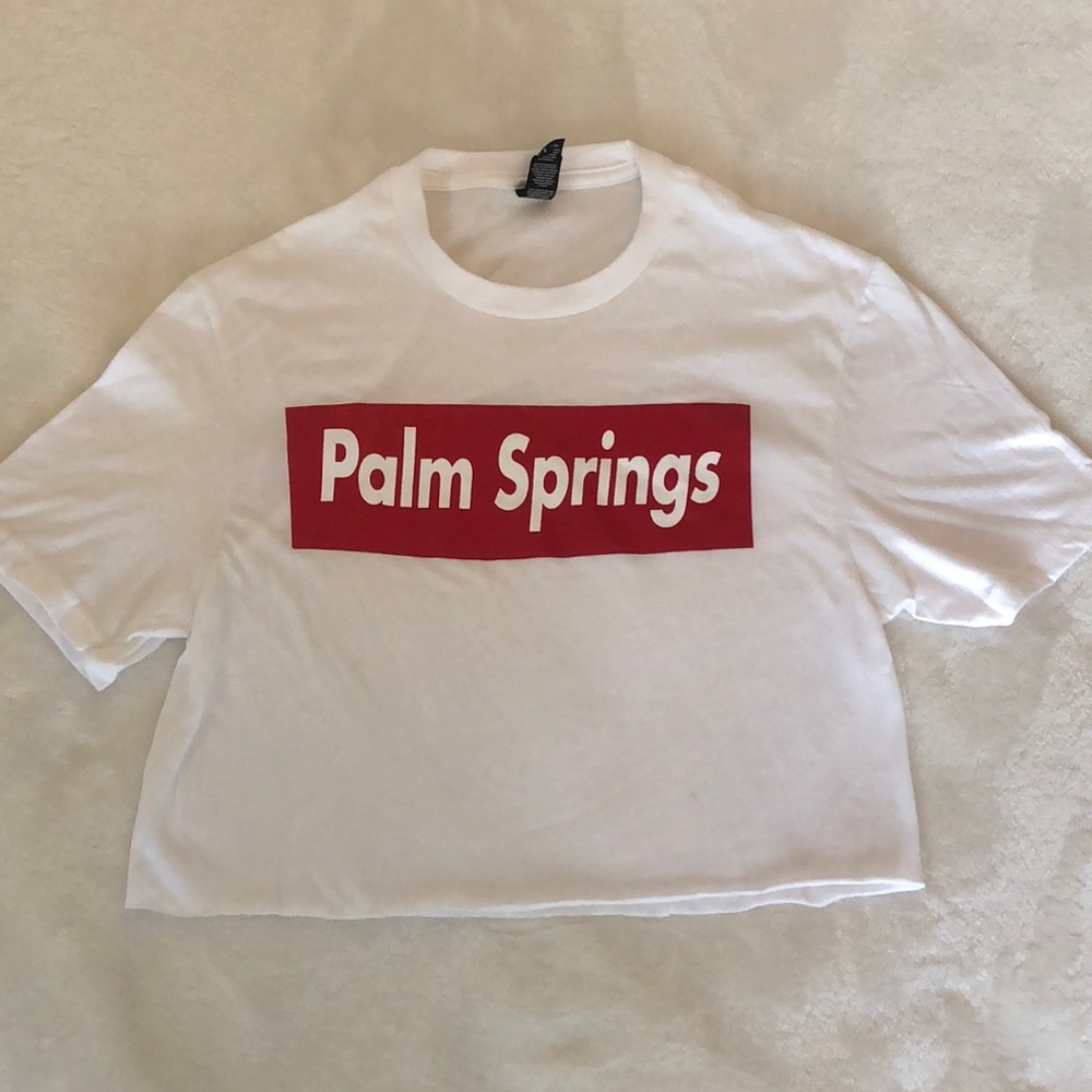 White Cropped Palm Springs t-shirt